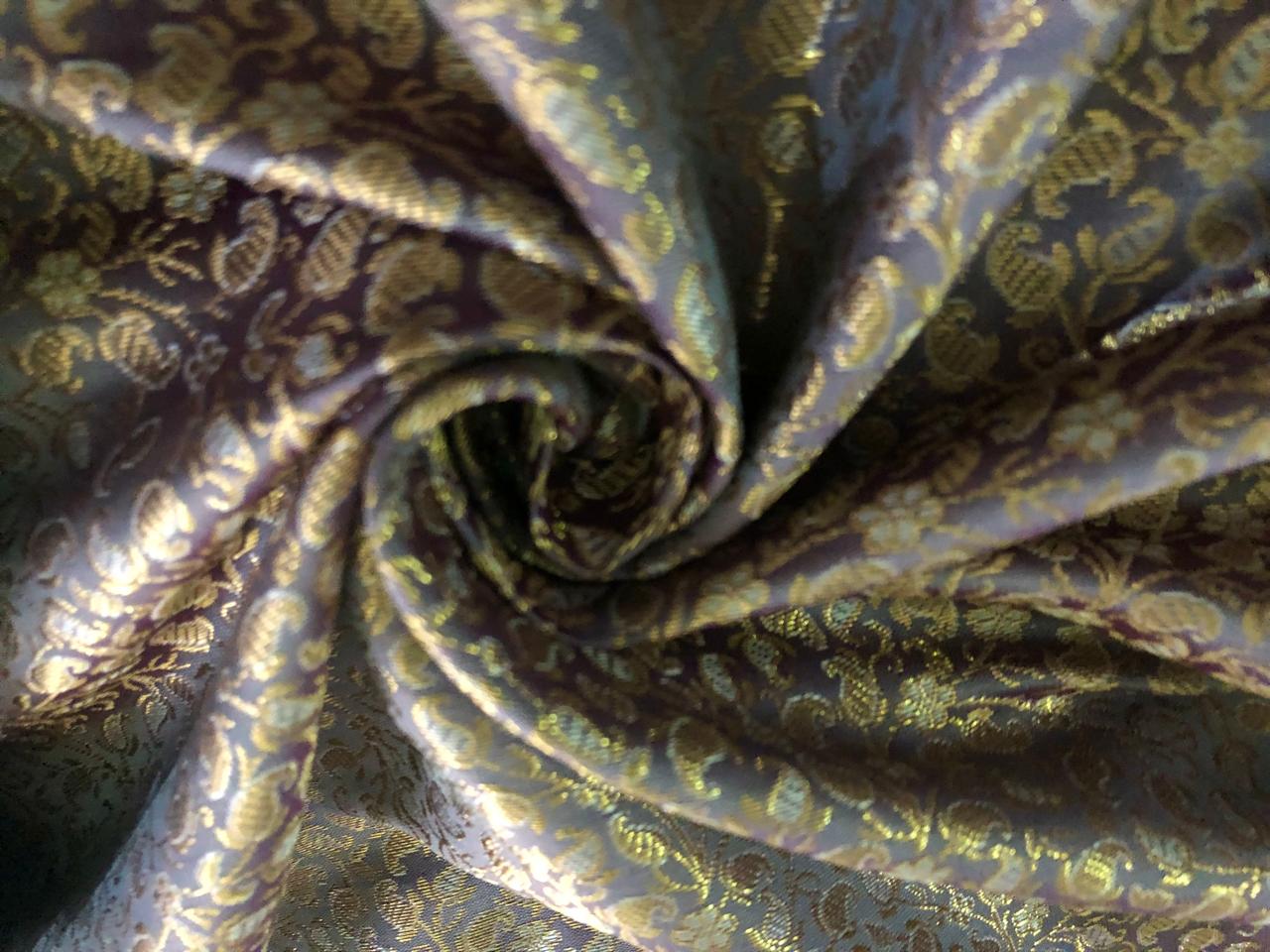 Silk Brocade fabric with subtle metallic gold jacquard available in 3 colors red , grey and burgandy  BRO989[4/5/6]