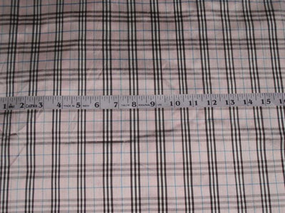 100% silk dupion rich pink /black/white Colour Plaids~ 60" wide DUP#C82[2]