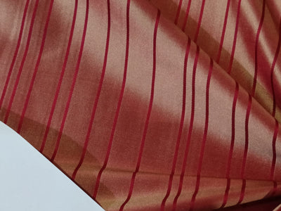 100% Silk Taffeta Fabric Dark Coral with Red Satin stripes 54" wide TAFS79