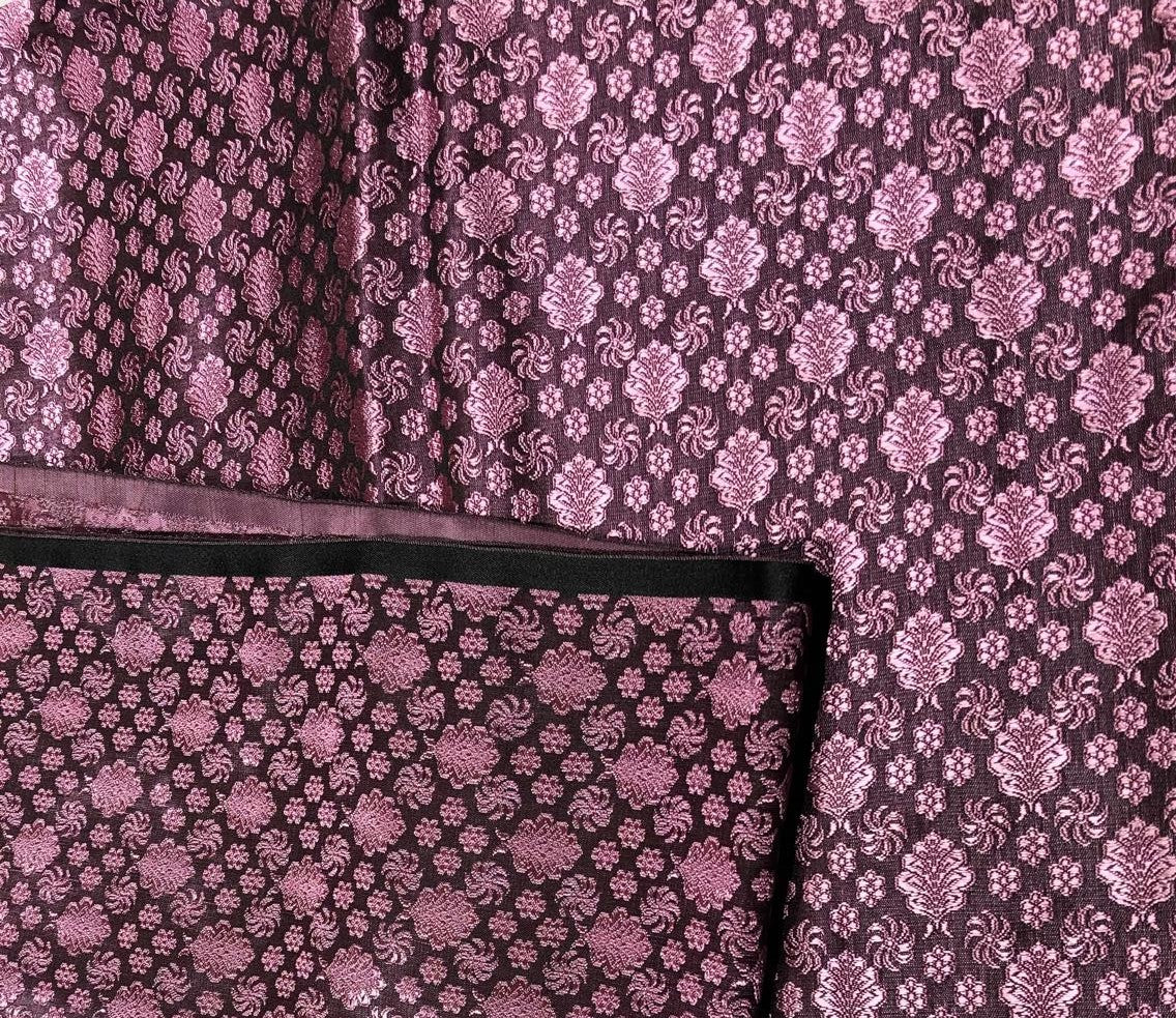 Silk Brocade fabric mulberry color with small self color motifs [17557]