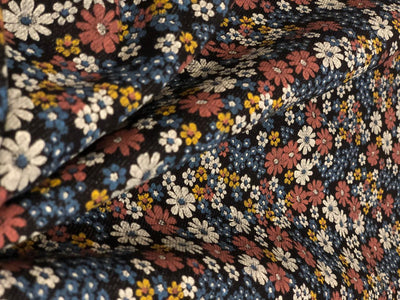 100% Cotton Denim  Fabric 58" wide dainty floral motifs [18682]