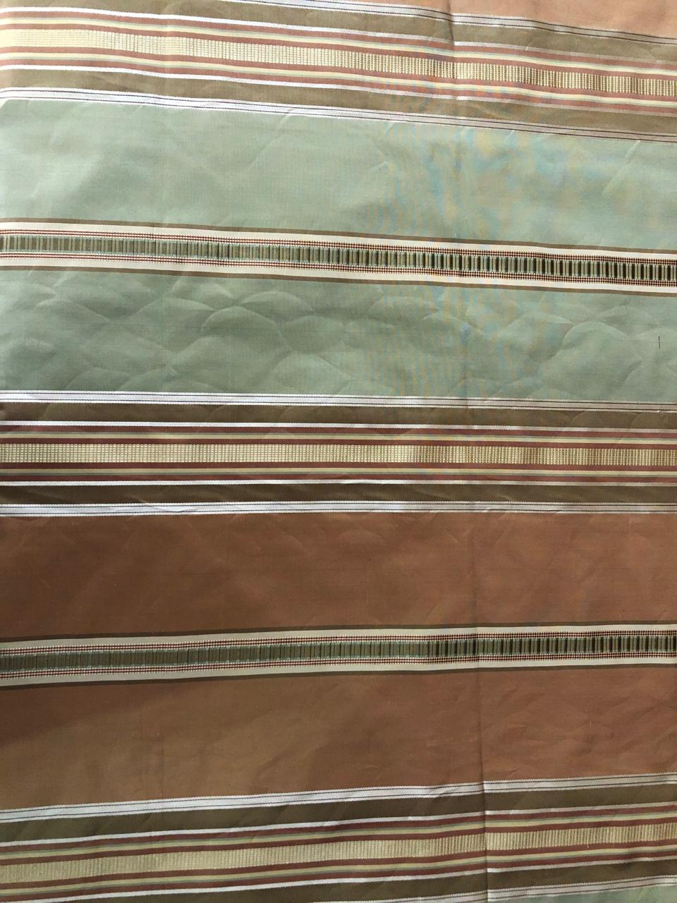 Silk Taffeta Fabric golden / brown /green satin stripes 54" WIDE TAFS155[2]