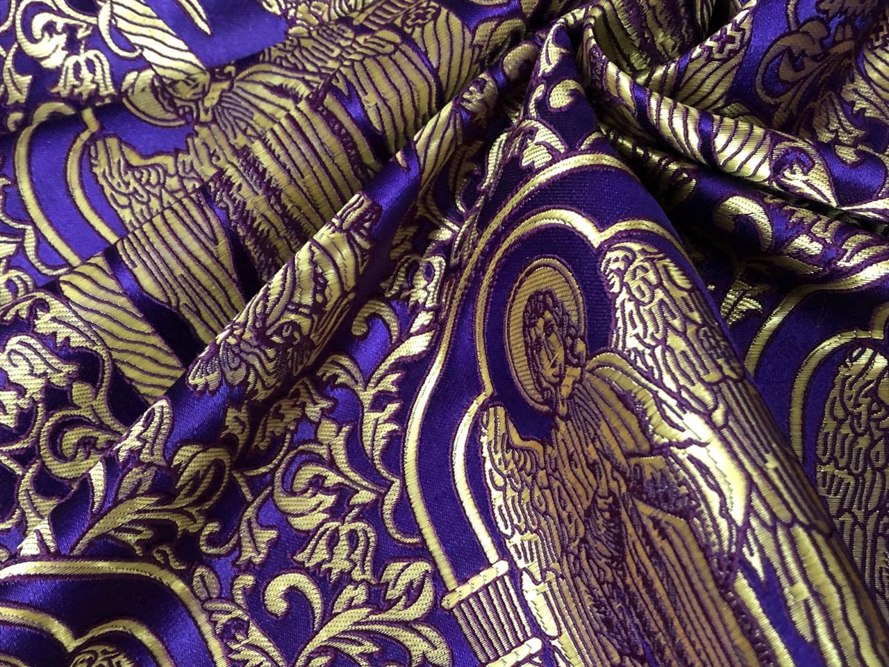 Brocade fabric VESTMENT 60" wide  available in PURPLE AND GOLD JESUS BRO962