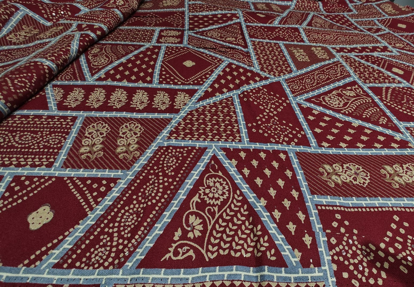 Premium Viscose Rayon fabric with foil print  abstract 58" wide available in two colors navy and burgundy