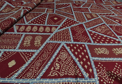 Premium Viscose Rayon fabric with foil print  abstract 58" wide available in two colors navy and burgundy