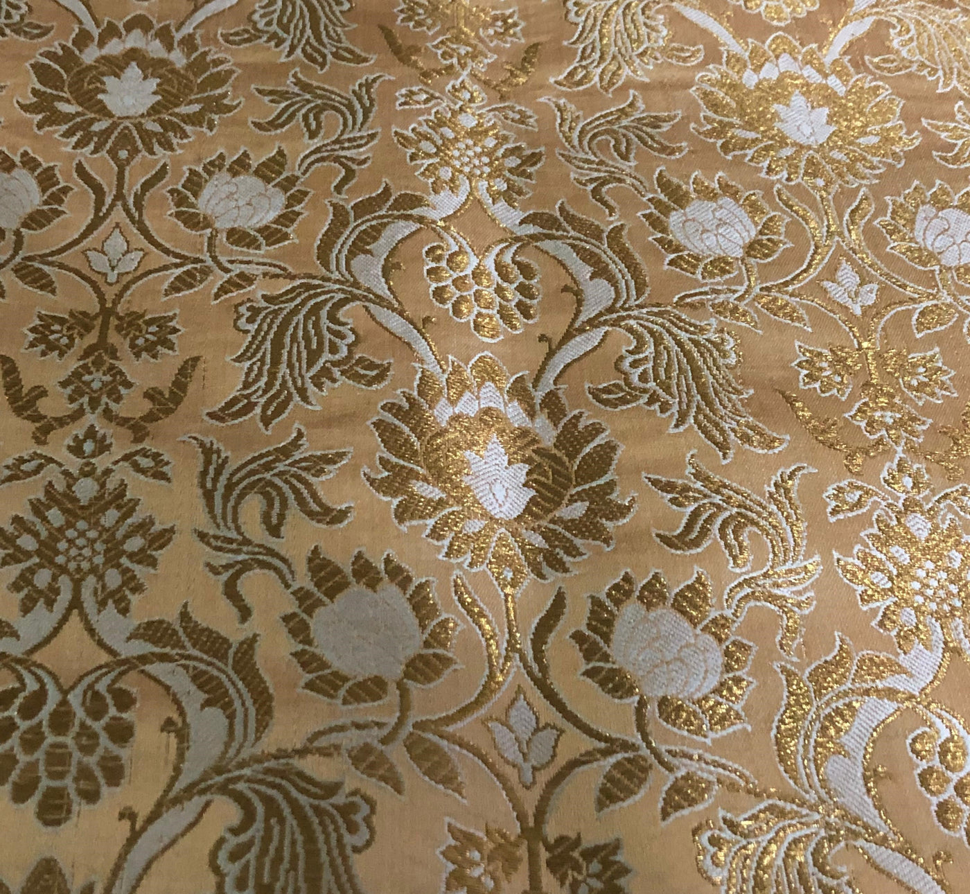Silk Brocade fabric dark gold x metallic gold color 44" wide BRO1036[1]