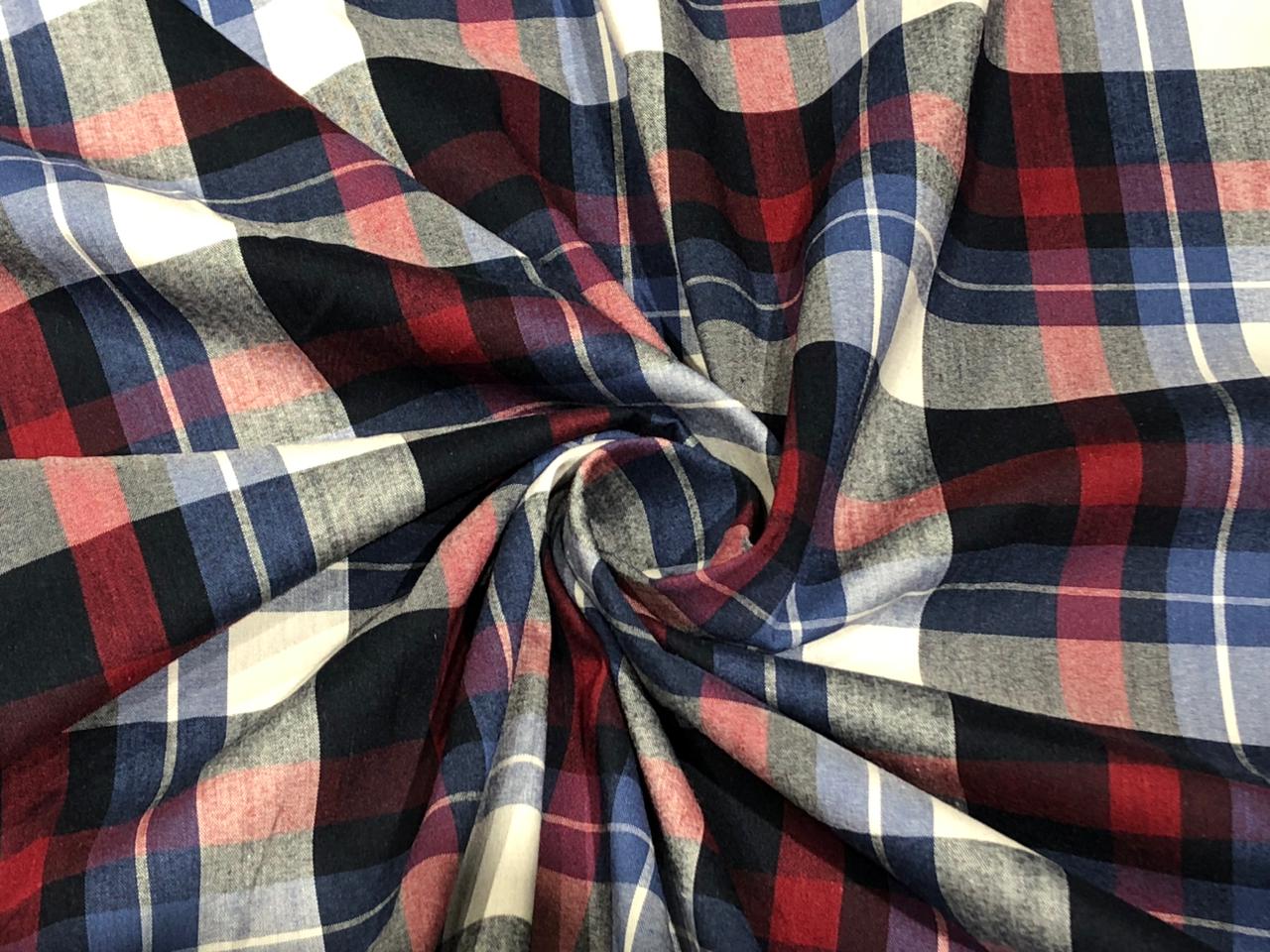 COTTON POPLIN BUFFALO PLAIDS available in 2 colors RED/BLUE/NAVY/WHITE and BLACK AND WHITE