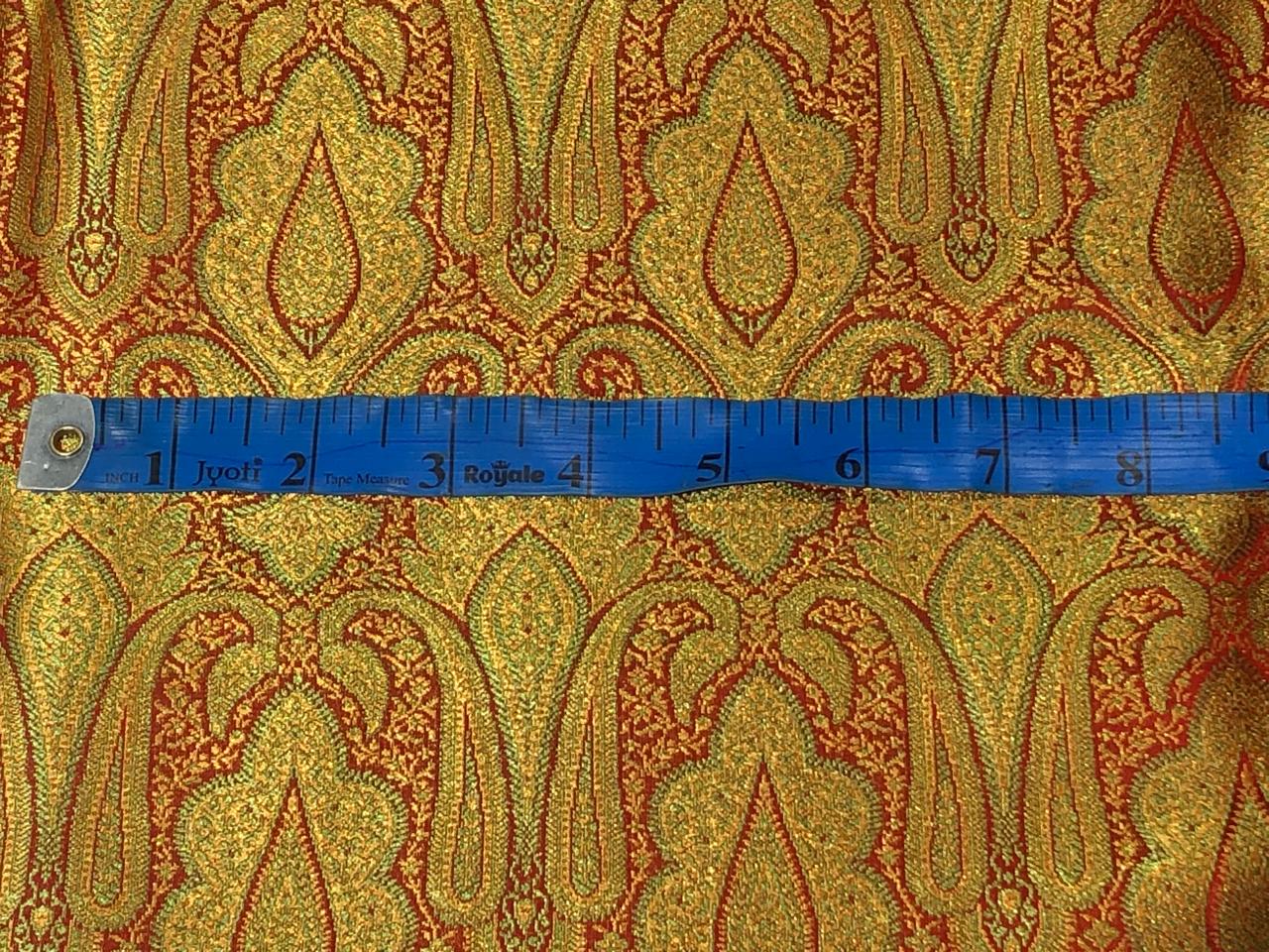 Silk Brocade fabric 44" wide paisley jacquard available in 3 colors pink and blue ,red and green and pastel pink and slate blue BRO1037