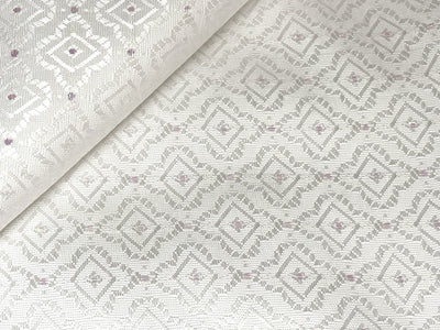 Silk Brocade fabric 44"white ivory motif with subtle lurex dots  BRO1066[1]