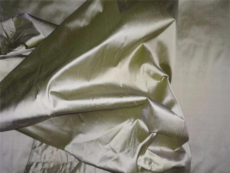 100% PURE SILK DUPION FABRIC OLIVE GREEN X GOLD colour 54" wide PKT221[1]