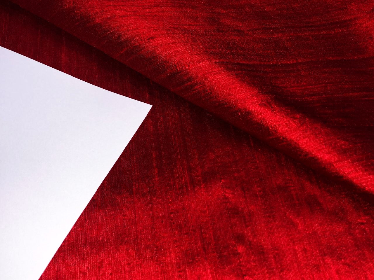 100% PURE SILK DUPION FABRIC RUBY RED colour 54" wide WITH SLUBS MM32[5]