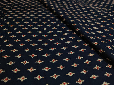 Premium Viscose Rayon fabric with foil print tiny motifs available in 2 colors navy and burgandy