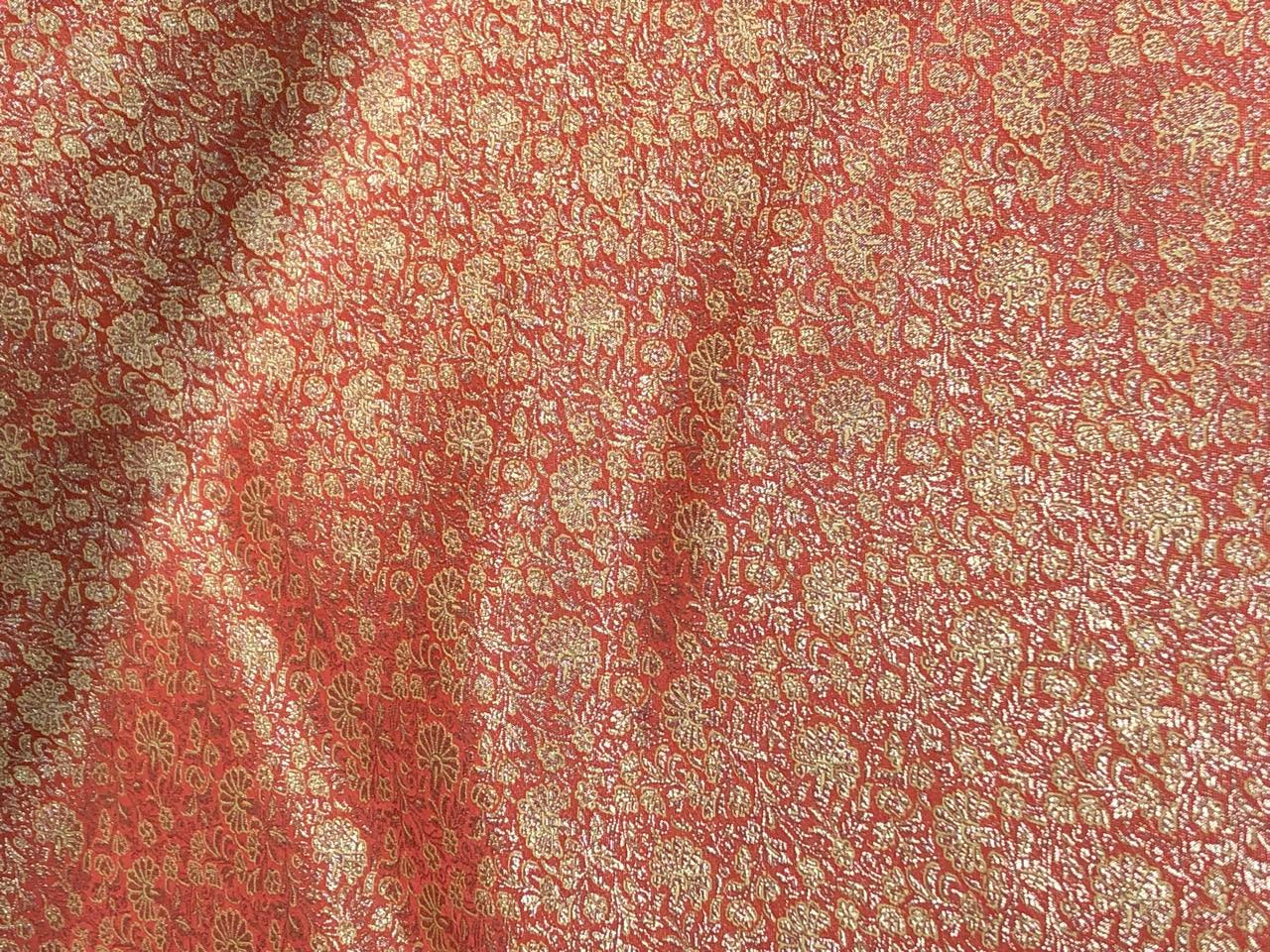 Silk Brocade fabric 44" available in 4 colors dusty peach, glitter burgundy ,peachy orange and dusty mint [BRO1040]