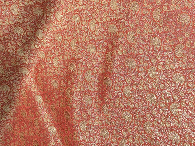 Silk Brocade fabric 44" available in 4 colors dusty peach, glitter burgundy ,peachy orange and dusty mint [BRO1040]