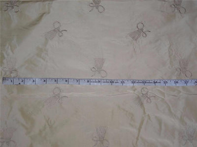 Silk Taffeta Fabric Cream Embroidery 54" Wide Taf#E18[1]