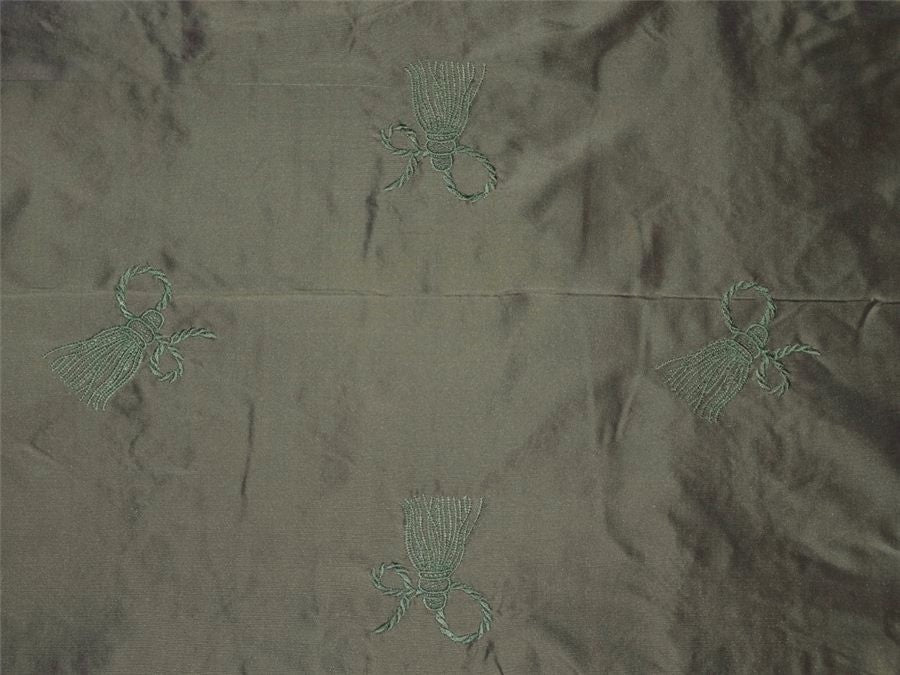 Silk Taffeta Fabric Iridescent Green x Purple Embroidery 54" Wide Taf#E18[2]