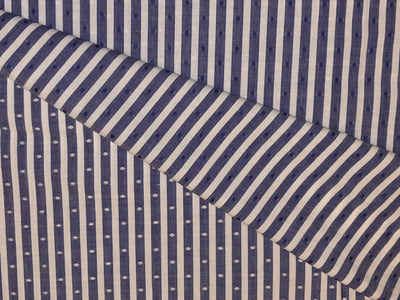 100% Cotton Poplin denim blue color dobby stripe  53" wide [18486]