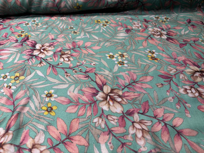 Viscose TWILL Digital Floral Print 41&quot; wide available in 2 colors dusty rose and sea foam