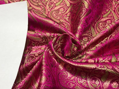 Silk Brocade fabric 44" wide paisley Jacquard available in 3 colors MANGO YELLOW /PINK AND ROYAL BLUE BRO941