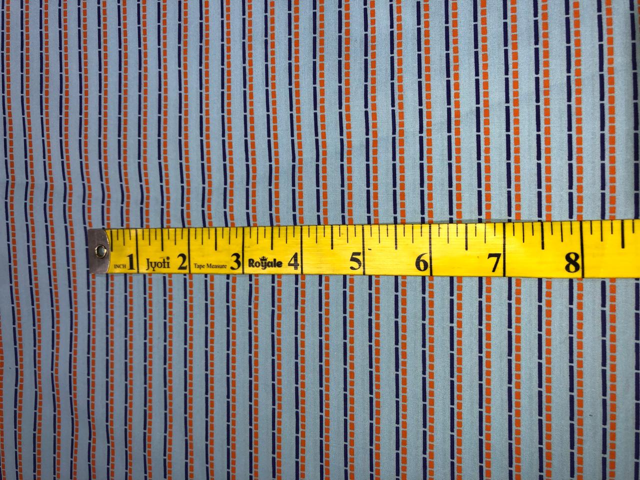 100% Cotton Poplin 58" blue with royal blue and orange stripes [17561]