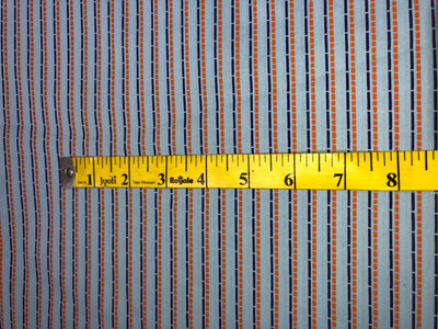 100% Cotton Poplin 58" blue with royal blue and orange stripes [17561]