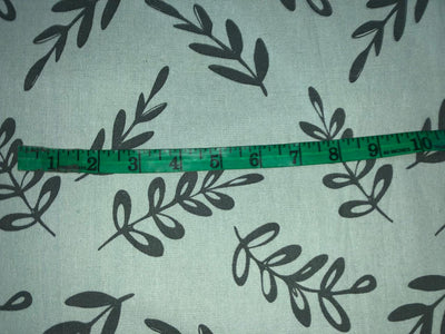 100% Cotton Matty mint green color fabric with  digital green  leaf  print [16349]