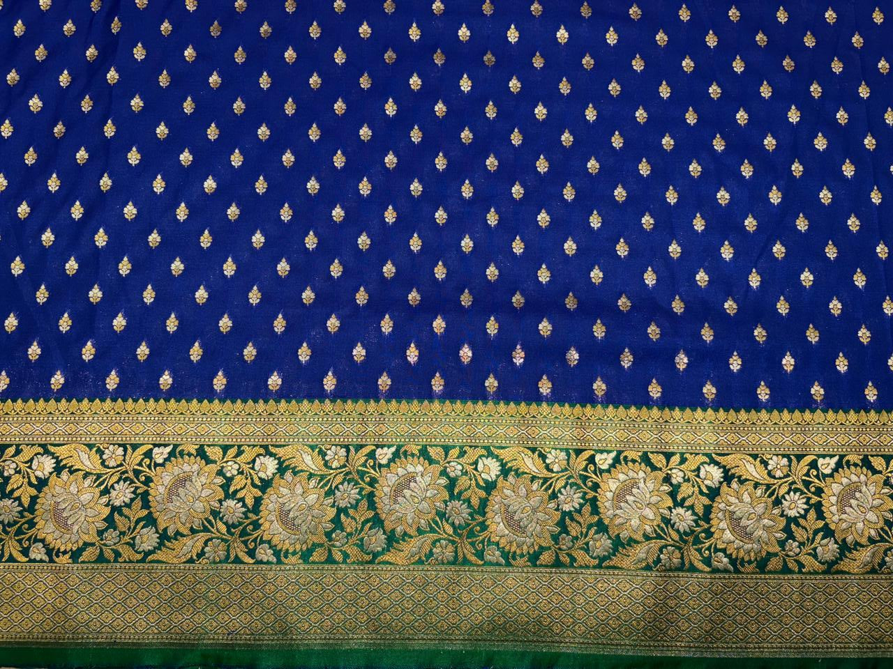 Silk Brocade fabric  8" border total 44" wide available in 2 colors royal blue ,green and golden yellow,pink BRO1096[1/2]