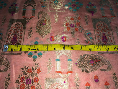 Silk Brocade fabric 44" available in 4 colors  peach, white ivory, mint and grey  [BRO1042]