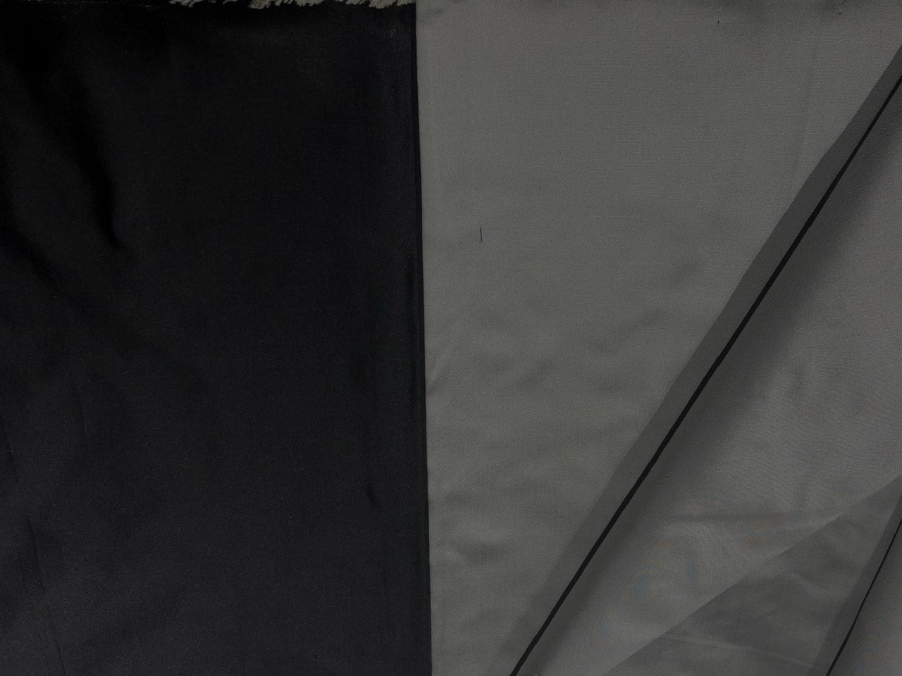 Silk Duchess satin  fabric 40 momme 54" wide reversable jet black and silver [17606]