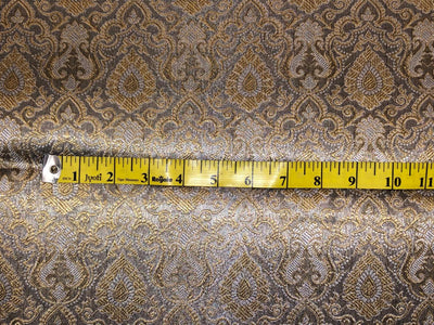 Silk Brocade fabric silver grey with white gold  jacquard BRO1074[2]