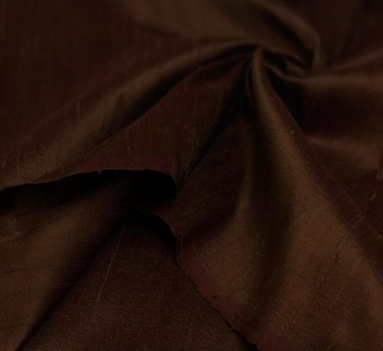 Pure Silk Dupion Fabric Rusty Brown color 54&quot; wide WITH SLUBS*MM124[3]