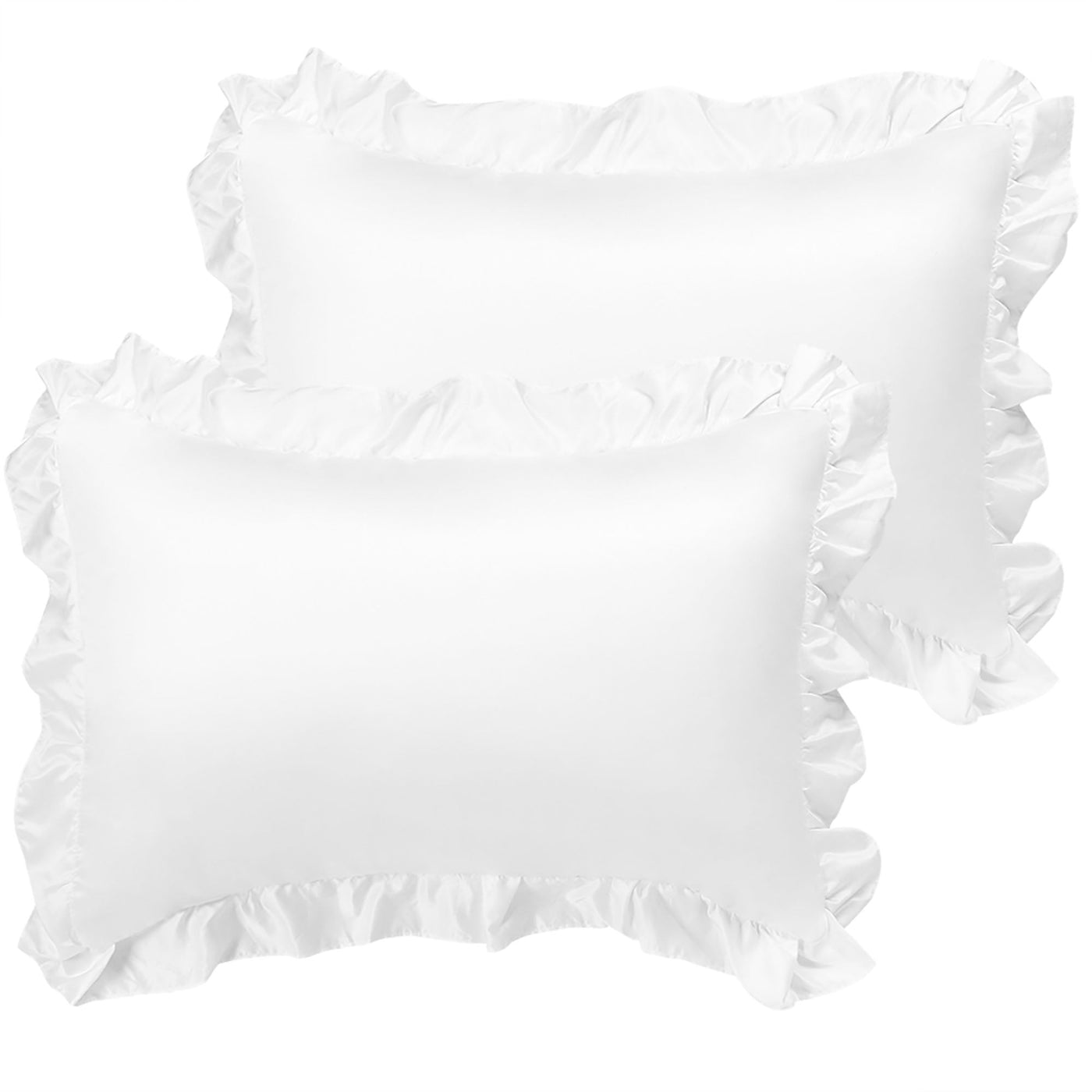 Pure silk satin pillows with fringe  ( Set of 2)