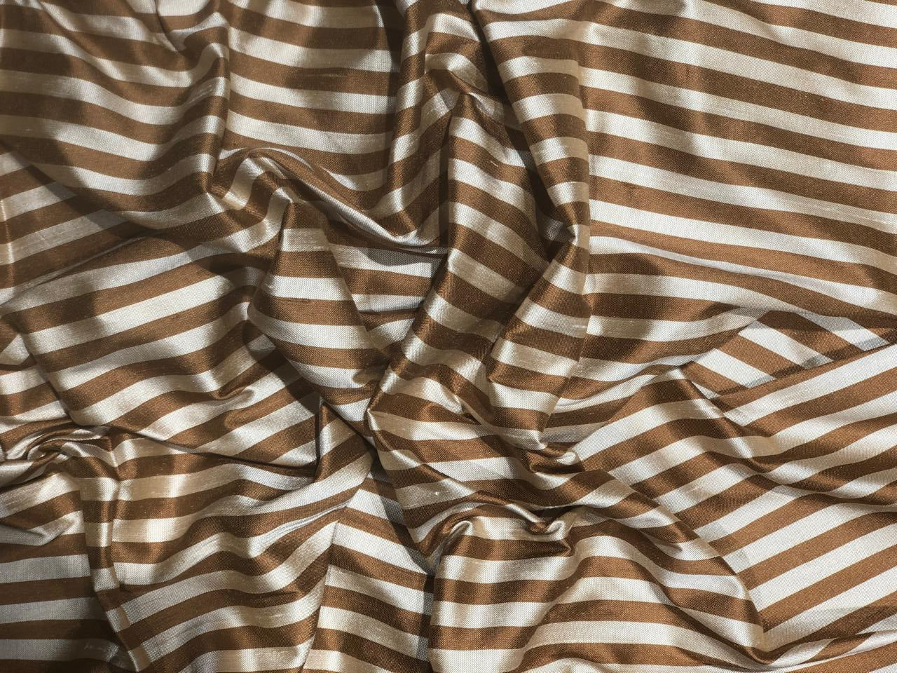 100% silk dupion fabric brown and beige  stripes  54&quot; wide DUPNEWS5[5]