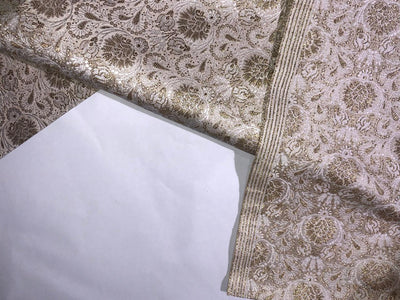 Silk Brocade fabric 44" wide  IVORY WITH METALIC GOLD INTRICATE JACQUARD BRO980[4]