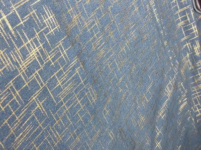 100% Cotton Denim Fabric with foil print 58" wide available in 3 colors light dusty greenm, light blue and darker blue[17720/21/22]