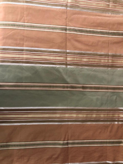 Silk Taffeta Fabric golden / brown /green satin stripes 54" WIDE TAFS155[2]