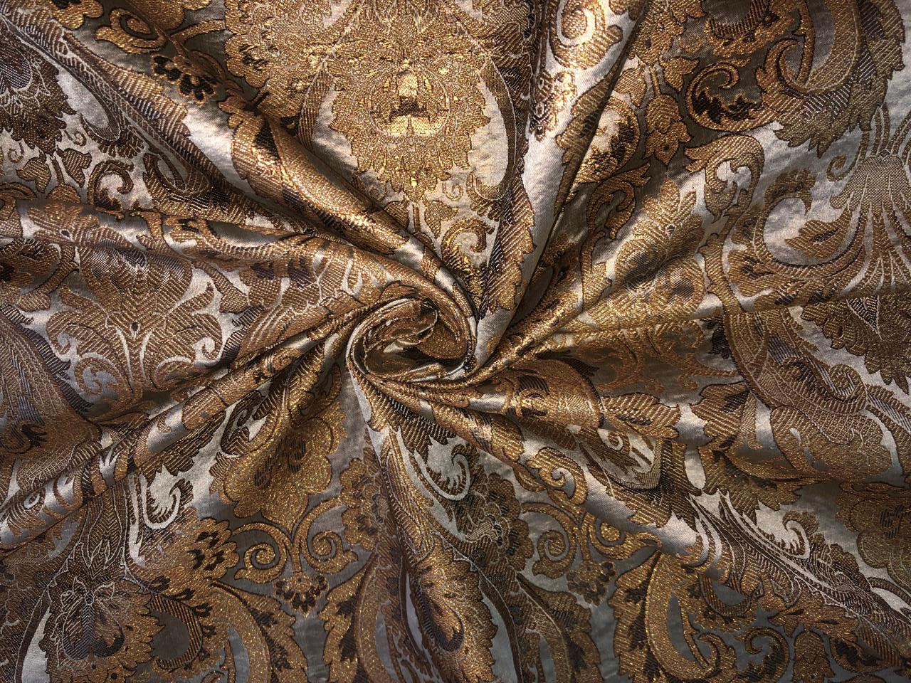 Silk Brocade fabric beautiful antique gold jacquard BRO1006[4]
