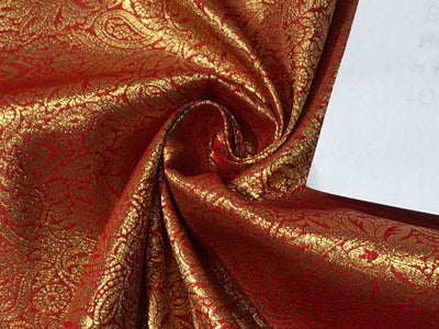 Silk Brocade fabric 44" wide INTRICATE JACQUARD available in 10 colors pink,gold,black,dark magenta,red,parot green,orange,royal blue,mango and burgandyBRO995