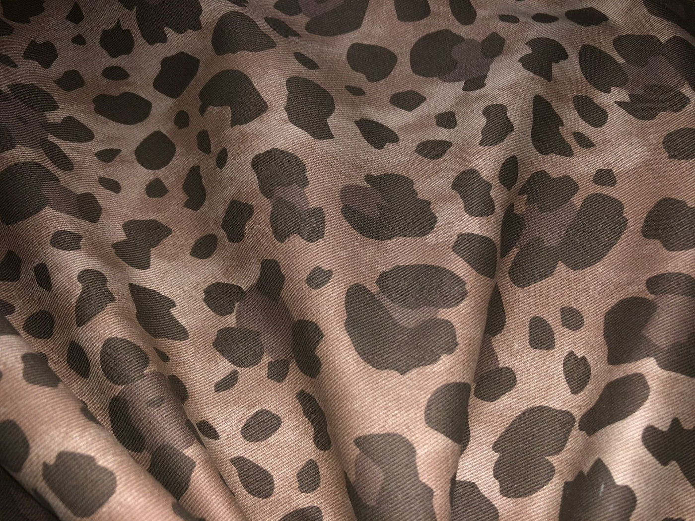 100% Cotton Denim  Fabric 58" wide leopard print brown [18229]