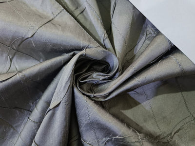 Silk dupioni GREY  color fabric pintuck design 44" wide DUPP18[2]