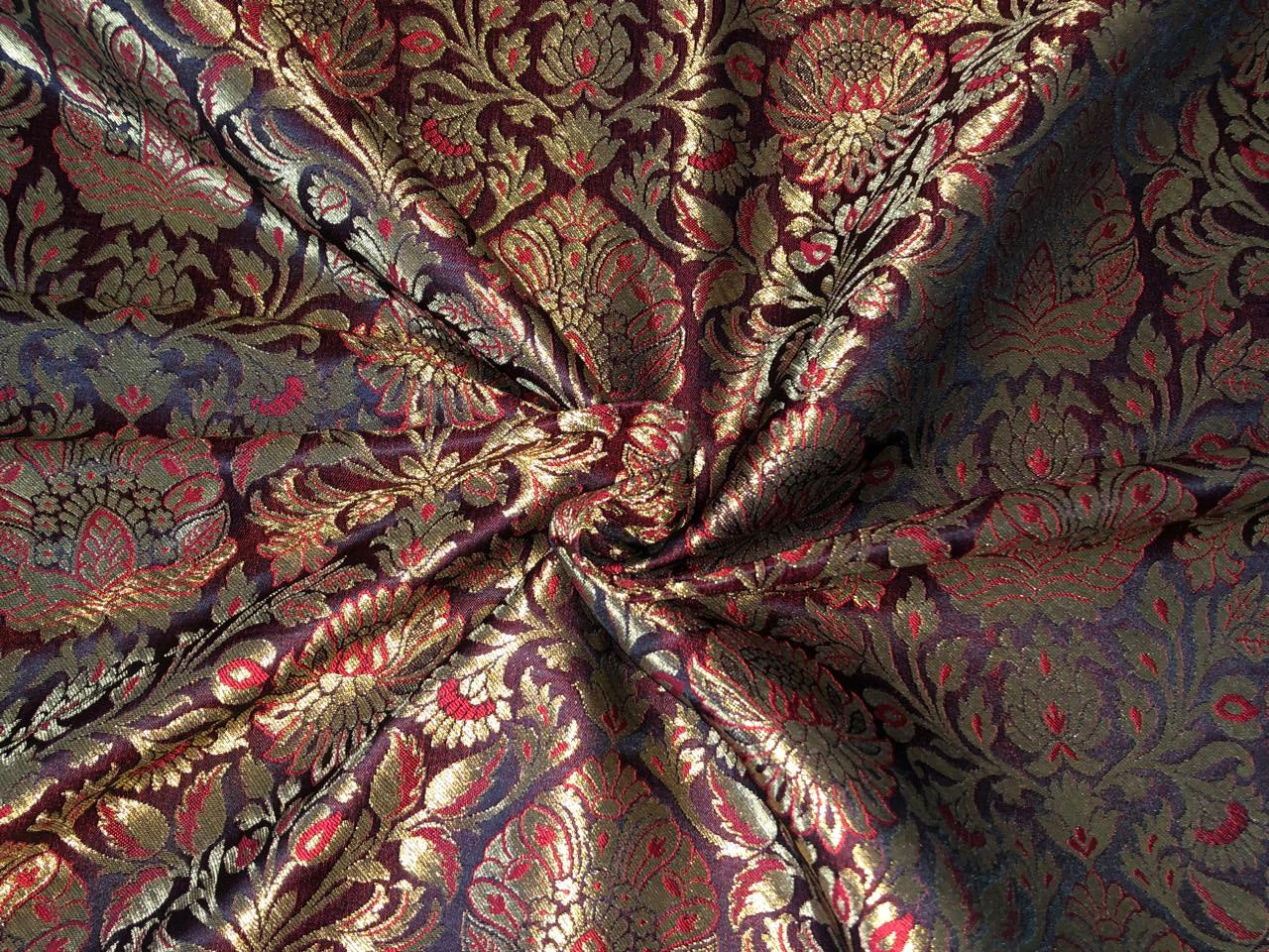 Silk Brocade fabric  jacquard available in 7 colors mulberry, burgundy, candy pink, teal, mustard, green x red  and turquoise BRO1026