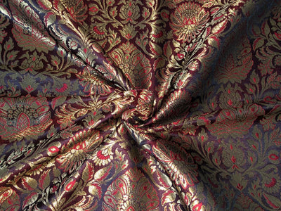Silk Brocade fabric  jacquard available in 7 colors mulberry, burgundy, candy pink, teal, mustard, green x red  and turquoise BRO1026