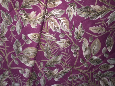 Premium Viscose Rayon fabric with foil print LEAFY VINES 58" wide available in TWO  colors WINE DEREK AND GREY