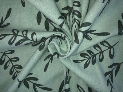 100% Cotton Matty mint green color fabric with  digital green  leaf  print [16349]