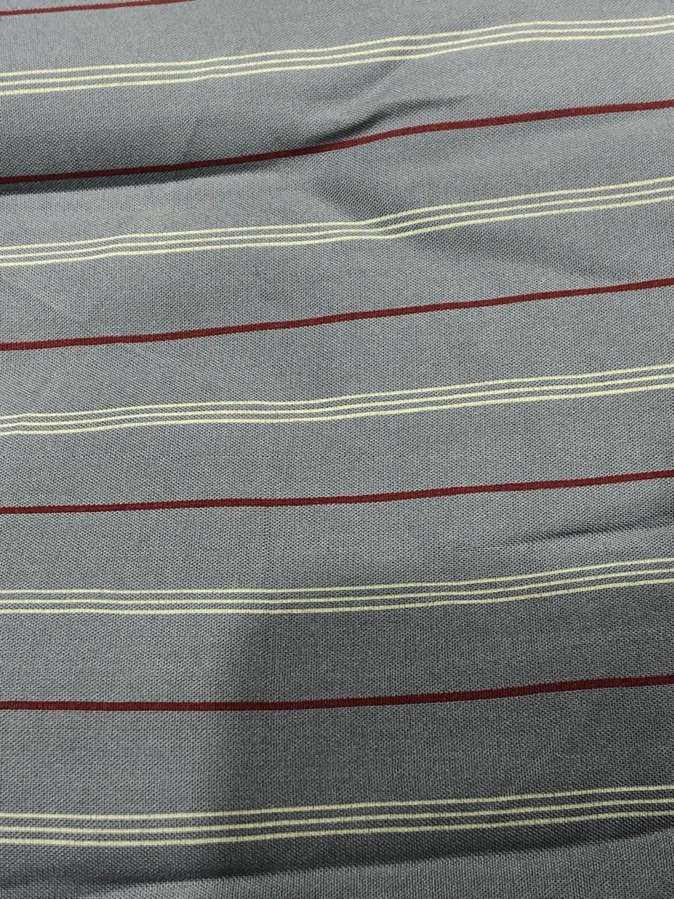Viscose  fabric 58&quot; wide grey with red and ivory satin stripes [17708]