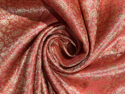 Silk Brocade fabric 44" available in 4 colors dusty peach, glitter burgundy ,peachy orange and dusty mint [BRO1040]