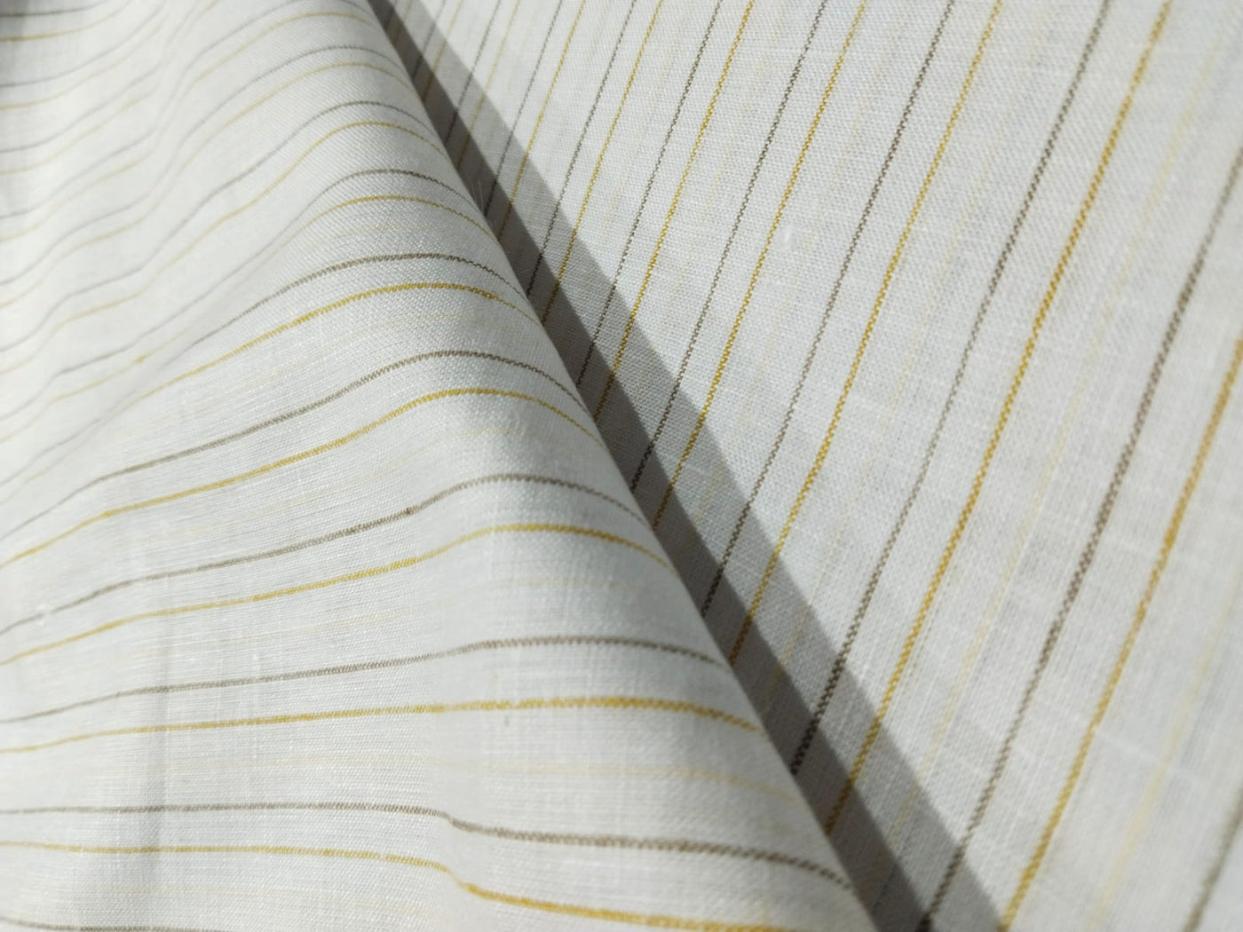 100% Linen stripe 60's Lea Fabric 58" wide available in two colors blue and white and ivory ,yellow, brown[10800]