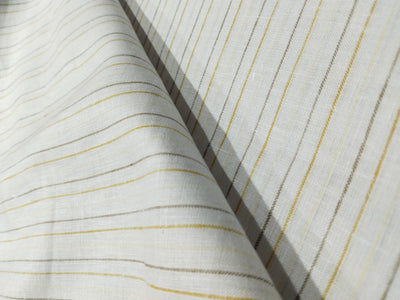 100% Linen stripe 60's Lea Fabric 58" wide available in two colors blue and white and ivory ,yellow, brown[10800]