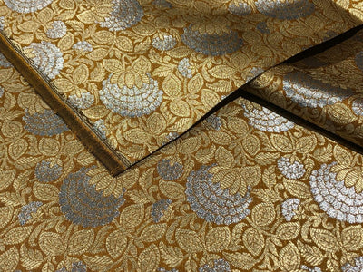 Silk Brocade fabric 44" wide metallic gold and silver Floral  available in 3 colors black and purple and gold BRO939[4/5/6]