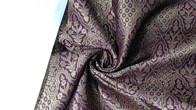 Silk Brocade Fabric  jacquard 44" wide  BRO973 available in 4 colors black/ green/royal and mulberry